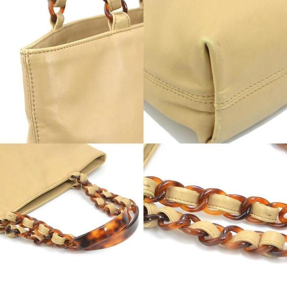 CHANEL Brown Leather Logo Tote Bag - Picture 3 of 5